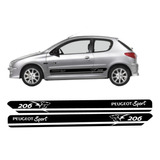 Adesivo Carro Peugeot 206 Sport Faixas Laterais Em Vinil