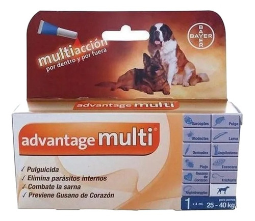 Pipeta Antiparasitario Para Pulga Bayer Advantage Multi Para Perro De 25kg A 40kg Color Azul