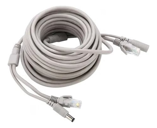 Cable Red 20m Para Sistema Cctv Nvr Conector Rj45 + Poder