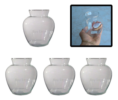 Vaso De Vidro Pequeno Transparente Kit 10 10 Cm Pera Aquario