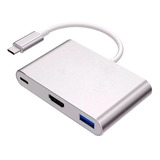 Convertidor Adaptador Micro Tipo C A Hdmi + Usb 3.0 + Tipo C