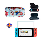 Case Estojo Nintendo Switch Mario Bros Azul + Película Vidro