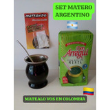 Set Matero Argentino! Mate Acero Termico+bombilla+yerba Mate