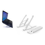 Base Apoio Suporte Para Macbook De Mesa Até 14 Polegadas Cor Branco Com Cinza