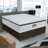 Cama Box Gazin Tower  Queen De 1.98mx1.58m Branco E Marrom Com Base Dividida