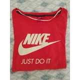 Remera Nike Original De Mujer 3/4 Coral Usada Cuello Bote