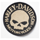 Patch Bordado Harley Davidson Skull Bege Escu Hdm062l100a100