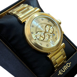 Relógio Feminino Dourado Euro Lançamento Top De Linha