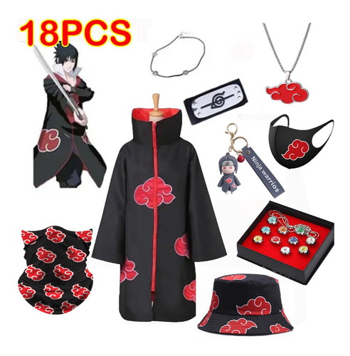 Kit De 18 Capa De Naruto Akatsuki, Anillo, Diadema Y Collar.