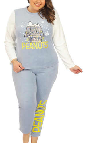 Pijama Polar Para Mujer Snoopy Blusa + Pantalon Calientita