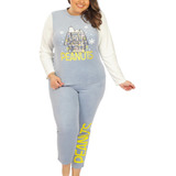 Pijama Polar Para Mujer Snoopy Blusa + Pantalon Calientita