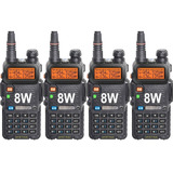 Kit 4 Handy Baofeng Uv5r 8w Bibanda Radio Walkie Talkie Vhf Uhf + Auricular Manos Libres