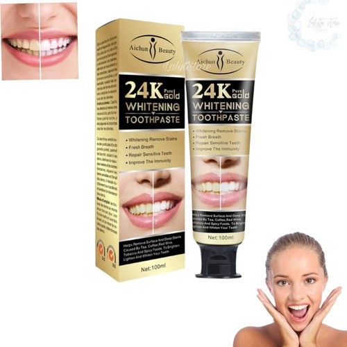 Crema Blanqueadora Dientes 24k Quita Manchas Aliento Fresco