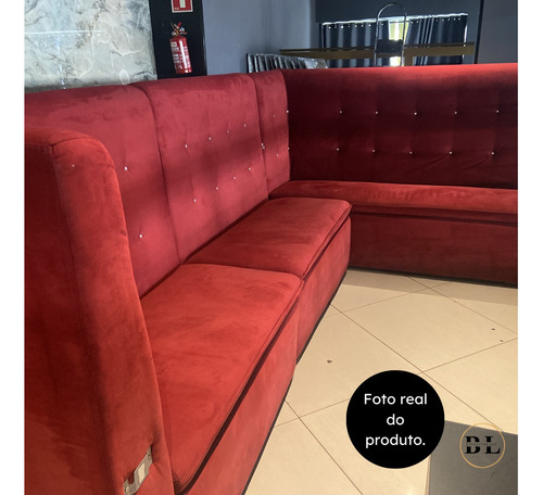 Sofá De Canto King Suede Vermelho Conjunto Com 3 Peças Luxo