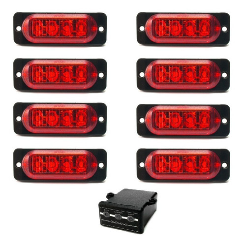 8 Estrobos Led Smd Vermelho 12v 24v Polícia Carro Viatura 