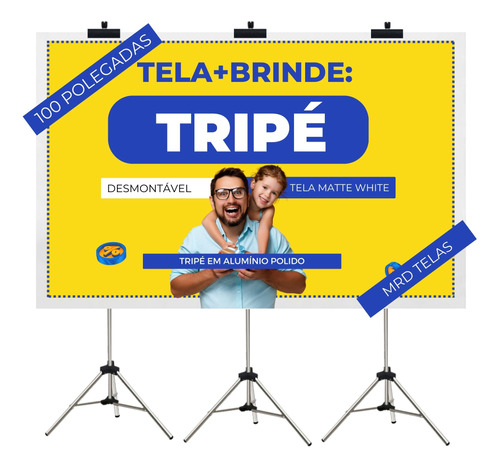 Tela Tecido Datashow Com Tripé Tela De Projeção Com Tripé