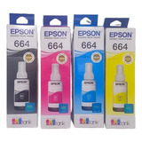 Combo X4 Tintas Originales Epson T664 L200 L210 L350 L355 