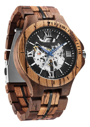 Forsining Reloj Esqueleto Mecánico De Madera Maciza Para Hom