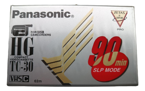 Videocassette Panasonic Compac Vhsc Sellado 90 Minutos Tc-30
