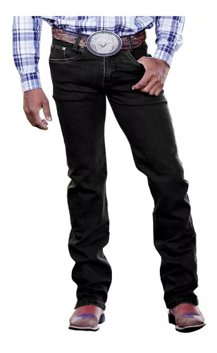 Calça Jeans Masculina Country Perna Larga Para Bota Texana