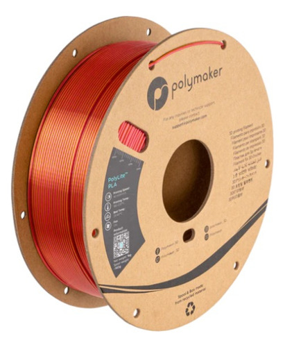 Filamento Polymaker Polylite Dual Silk Colors, 1.75mm - 1kg Color Sunset Gold-red