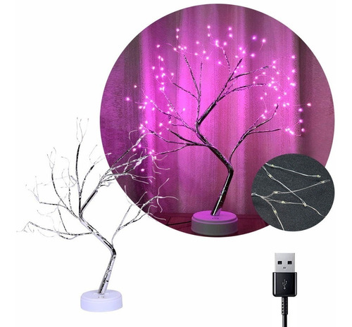 Lampara Luces Led Calida Rosa Arbol Iluminacion Usb O Pila