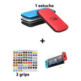 Estuche Rigido + Vidrio Templado + 2 Grips Nintendo Switch