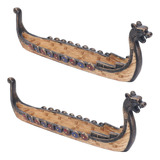 2 Sets Of Burnt Dragon Boat Incense Holders