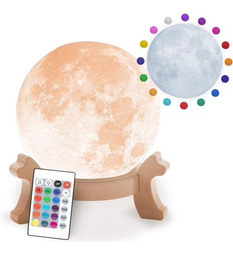 Realistas Lámpara Luna Llevado Opciones De Color 3 D D...