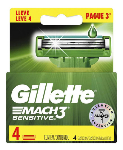 Carga Gillette Mach3 Sensitive Football Leve 4 Pague 3