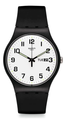 Reloj Swatch Twice Again De Silicona So29b703 Color De La Malla Negro Color Del Bisel Negro Color Del Fondo Blanco