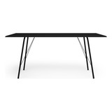 Mesa Jantar Paraty 150cm Tampo Preto Com 6 Cadeiras Angra