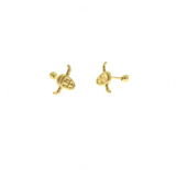 Arete Broquel Craneo De Toro Oro 14k Kt / Niña Mujer Regalo