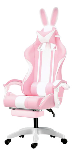 Cadeira Gamer Rosa Computador Com Braço Orelhinha De Coelho