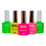 Kit 5 Esmaltes Gel Girl Fatale Cremoso Uv/led Neon 9g