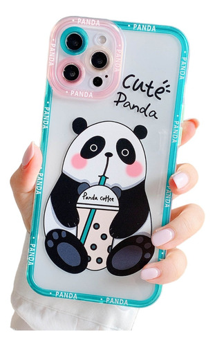 Funda Para iPhone Oso Panda Con Protector De Camaras + Mica