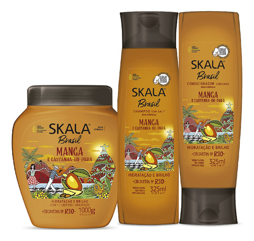 Shampoo,condicionador,creme 2 Em1 Skala Manga Kit Vegano