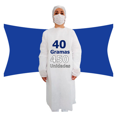 450 Avental Tnt Descartável 40gr Manga Longa Jaleco Capote