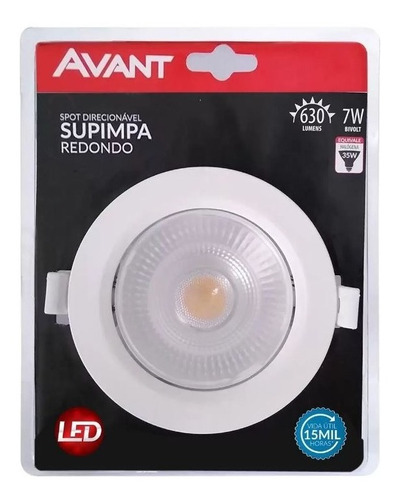 Kit 20 Spot Led 7w Redondo Branco Luz Forte Direcionavel