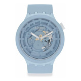 Reloj Mujer Swatch Sb03n100 Cuarzo 47mm Pulso Azul En Caucho