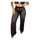 Saida De Praia Feminina Calça Flare Moda Tricô Verão Tricot