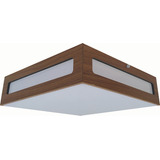 Plafon Luminária Teto Lustre Mdf Acrílico 40x40 Sobrepor Cor Freijó 110v/220v (bivolt)