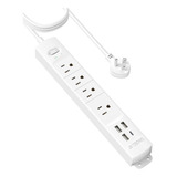 Enchufe Inteligente Marca Trond /4 Tomas/3 Usb/blanco/10 Ft