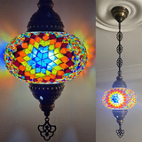 Lámpara De Techo Vissmarta Turca Marroquí De Cristal Multico