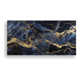 80x40cm Cuadro Lienzo Patrón Mármol Azul Zafiro, Dorado Y 