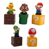 Set 5 Mini Figuras Mario Bros Con Base 5cm