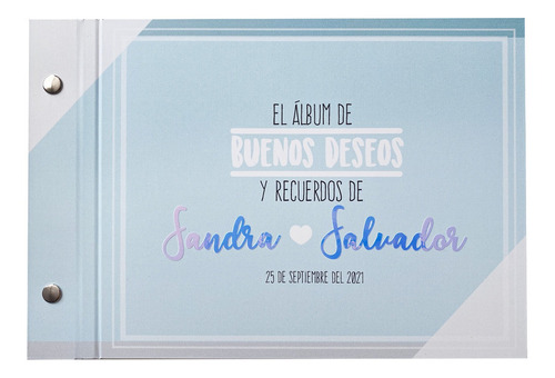 Album De Boda Para Fotos Y Firmas - Mod. Buenos Deseos Azul
