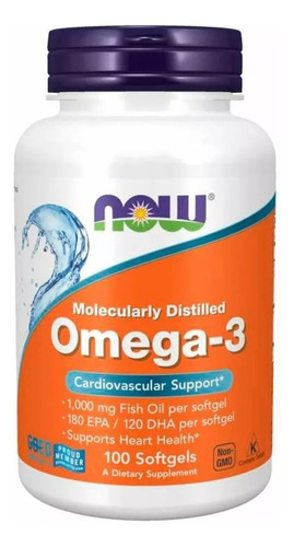  Omega-3 Now Molecularly Distilled 100 Softgels Importado