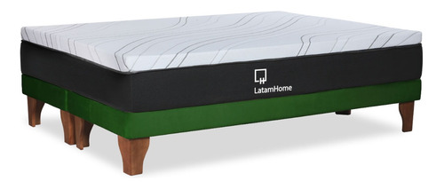 Cama Zen Top Foam Hybrid Tela Velvet Verde King