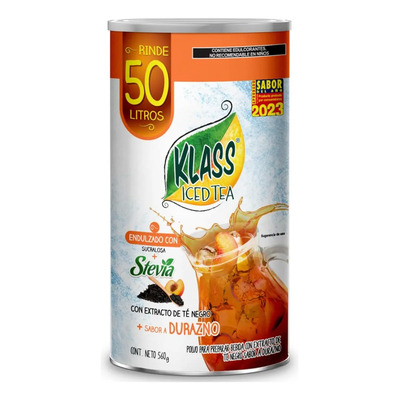 Polvo Para Preparar Bebida Te Helado de Durazno Klass Iced Tea Sabor Durazno - 560 G - Rinde 50 L | MercadoLibre